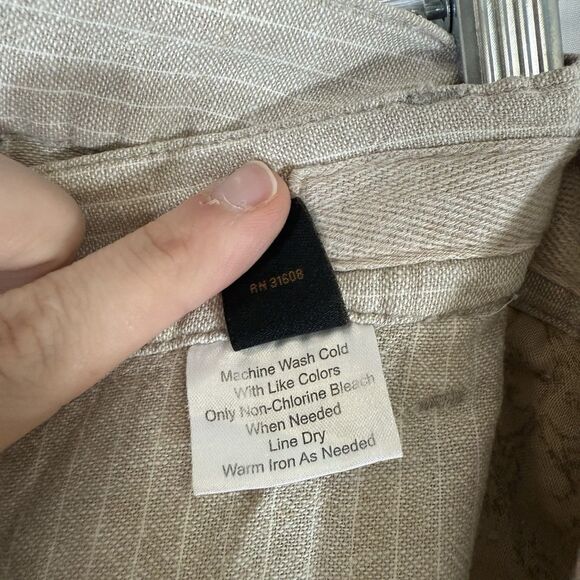 Jos A Bank Linen Blend Shorts Mens 42 Beige Striped Chino Lightweight Button Zip - Picture 6 of 8